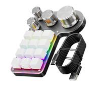 Clavier macro programmable, 12 touches, 4 boutons, clavier de jeu avec USB filaire BT double mode, raccourci multi-usage, design ergonomique, lumières LED, boutons DIY pour PC, bureau, jeux