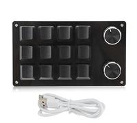 Clavier Macro, Un Clavier à Main programmable 12 clés pour Le Laboratoire de Jeu de Bureau (Blanc Noir) (Tout Noir)