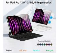 Clavier magique compatible avec iPad Air 13" (M2/M3), iPad Pro 12,9 pouces 3e, 4e, 5e et 6e génération 2018-2025, tablette. Étui intelligent magnétique compatible avec iPad Pro 13 pouces (M4), tablett