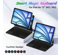 Clavier magique compatible avec iPad Air 13'' (M2/M3), iPad Pro 12,9 pouces 3e, 4e, 5e et 6e générations 2018-2025, tablette. Étui de protection intelligent magnétique compatible avec iPad Pro 13 pouc
