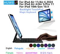 Clavier magique pour iPad Air 11 2024 Pro 11 Air 6 5 4, pour iPad 10 10e génération, housse de clavier Folio Trackpad flottant Pro11 2024 Black