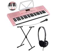 McGrey LK-6120-MIC clavier à touches lumineuses avec microphone set comprenant statif et casque rose