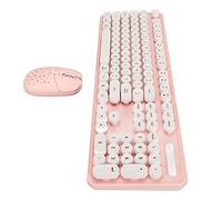 Clavier Mécanique, 104 Touches, Clavier sans Fil 2,4 G avec Souris, Clavier D'ordinateur Plug and Play avec pavé Numérique pour L'édition au Bureau Familial (Conseil Rose)