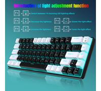 Clavier mécanique à 68 touches, lumière RGB, Double couleur, clavier de jeu pour maison, dortoir, barre Internet, blanc et noir
