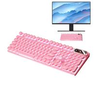 Clavier Mécanique - Clavier De Jeu De Style Typewriter Esthétique Retro avec Rétroéclairage LED | Clés Tactiles Clicky À 104 Touches, Touchés Ronds, Clavier Câblé À L'épreuve des Éclaboussures