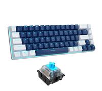 Clavier mécanique de jeu 60 % - Clavier de bureau filaire minimaliste MK-Box rétroéclairé bleu compact 68 touches avec interrupteur bleu pour Windows, Xbox (interrupteur bleu, blanc et bleu)