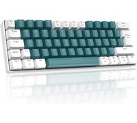 Clavier mécanique de jeu à 60 % de disposition britannique, 62 touches ultra-compactes, commutateurs bleus, clavier de bureau filaire de couleurs mélangées, 19 modes de rétroéclairage RVB - Vert aqua