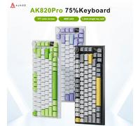 Clavier mécanique de jeu Ajazz AK820 / AK820PRO, 82 touches, filaire, Bluetooth, sans fil 2,4 GHz, clavier gamer personnalisé avec joint pour ordinateur portable Wired Black2