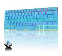 Clavier Mécanique de Jeu Câble USB, Rétroéclairage LED Arc-en-Ciel, Clavier Interrupteur Bleu Design Ergonomique Compact à 82 Touches, Anti-Fantôme à Clé Complète, Confortable et Réactif, Bleu