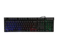 Clavier mécanique de jeu, clavier de jeu USB ergonomique filaire 104 touches avec effet d'éclairage RVB réglable, pour bureau à domicile, ordinateur portable, jeu, mise en page (noir) small gift