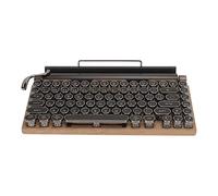 Clavier Mécanique de Machine à écrire, 83 Touches Rétroéclairées RVB, sans Fil/BT5.0/Clavier Filaire Rétro Vintage, Touches Rondes en Métal Punk Bleu, pour OS X/iOS/Window (Couleur du Grain du Bois)