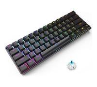 Clavier mécanique DK61 2.4G sans fil et Bluetooth 61 touches Rétroéclairé coloré Interrupteur bleu -Noir Noir G