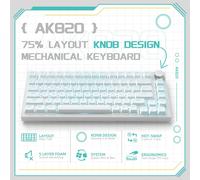 Clavier mécanique filaire AJAZZ AK820 75% : échangeable à chaud, rétroéclairage RVB, commande par bouton | Pour le bureau et les jeux BLANC