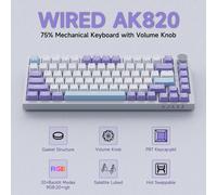 Clavier mécanique filaire AJAZZ AK820, bouton de commande en métal CNC, structure de montage à joint pour 81 touches, remplaçable à chaud pour toutes les touches, design rétroéclairé, pour jeux et Sal