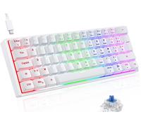 Clavier Mecanique Gaming Azerty, Clavier Gamer De Jeu Filaire, 60% Clavier Mini Led Rétroéclairé, Anti-Ghosting, Switch Bleu Pour Pc/Windows/Ps4/Ps5, Blanc