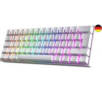 Clavier Mecanique Gaming HotSwap - 62 Touches RGB LED pour PC/Mac Gamers - Clavier QWERTZ ISO Allemand (Gateron Mechanical Blue, White)