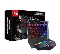 Clavier Mécanique Portatif à Une Main Rétroéclairé RVB 35 Touches avec Repose-Poignet, Souris de Jeu Professionnelle, Ensemble Clavier Souris pour PC