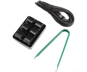 Clavier mécanique programmable à 6 touches RVB remplaçable à chaud USB pour raccourcis, mots de passe, bureau - Noir et blanc