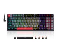 Clavier mécanique Redragon K636GLR-R 94 touches avec pavé numérique, rétroéclairage arc-en-ciel, switch rouge, disposition US - Noir+Gris