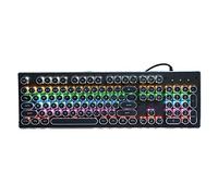 Clavier mécanique rétro, 104 touches de style punk, clavier mécanique de jeu à touches rondes, design ergonomique avec lumière mixte colorée, pour ordinateurs de bureau et portables (noir) small gift