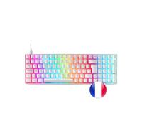 Clavier Mécanique RGB MKULTRA Blanc, Compact 96%, Switch Outemu SQ Bleu, Langue Français
