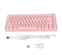Clavier Mécanique RVB, Clavier de Jeu Rétroéclairé Rose à 82 Touches avec Bouton pour Windows IOS Android, sans Fil 2,4 G et BT 3.0/5.0 et USB C Filaire, Batterie au Lithium (Interrupteur bleu)
