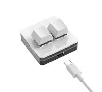 Clavier mécanique, RVB pour mini macros personnalisables à 2 touches pour jeu, raccourcis programmables, touches de raccourci, panneau de commande de bureau (blanc sans mots)
