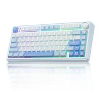 clavier mécanique sans fil 75 %, crémeux remplaçable à chaud, commutateurs Greywood pré-lubrifiés, claviers de jeu rétroéclairés RVB, 2,4 GHz/Type-C/BT5.0 (blanc salé)