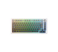 Clavier mécanique THE G-LAB Keyz Elite 300 RGB TKL 75% triple mode sans fil 2,4 GHz Bluetooth filaire Gris/Blanc