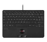 Clavier Mini USB Filaire - PERIXX - PERIBOARD-526 - AZERTY - Trackball Intégrée - 2 Hubs USB.