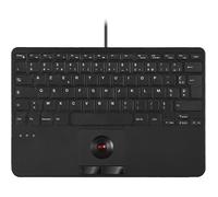 Clavier Mini USB Filaire - PERIXX - PERIBOARD-526 - AZERTY - Trackball Intégrée - 2 Hubs USB