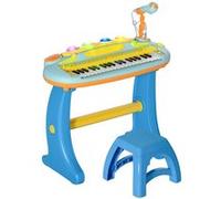 Clavier musical pour enfant - piano enfant avec tabouret et micro - 37 touches, 22 chansons, 8 instruments et rythmes - jaune bleu Bleu G