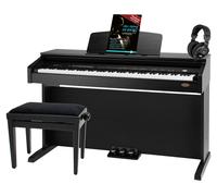 Classic Cantabile DP-210 SM E-Piano SET incl. banc, casque, méthode. Piano numérique 88 touches mécaniques, sorties casque, USB, métronome, 3 pédales, idéal débutants, noir.