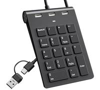 Clavier numérique USB-C, pavé numérique USB avec 3 ports USB 2.0, mini-clavier fin et portable à 18 touches pour ordinateur portable/de bureau/Surface/iPad, compatible Windows/macOS/Chrome OS, noir