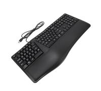 Clavier Partagé Ergonomique avec Repose-Mains Intégré 110 Touches USB 2.0 pour Ordinateur Portable Bureau Travail à Domicile, Saisie Prolongée, Espace de Travail Compact