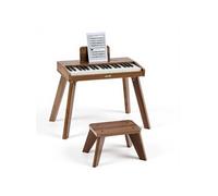 VEVOR Clavier piano électronique enfant 37 touches – bois, jouet éducatif, banc, double alim, noyer