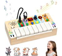 Clavier Piano Enfant Busy Board Montessori âge 1 2 3 4 Ans avec Lumières LED, Jouet Instrument de Musique Enfant, Piano Bebe Jouet en Bois Montessori, Jouet Educatif Enfant