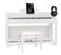 Classic Cantabile DP-230 Piano Numérique - 88 touches clavier à mécanique à marteaux - Clavier électronique avec USB, 128 polyphonie Synthetiseur - Set avec banc et casque - Blanc mat