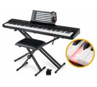 McGrey SK-88LT piano numèrique super kit - Synthetiseur d'entrée de gamme en optique piano de scène - 88 touches lumineuses - 146 sonorités - Pédale, support pour clavier, tabouret et écouteurs - Noir