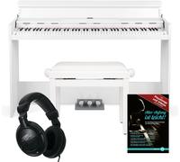Funkey DP-1088 WM Piano numerique set - 88 touches clavier fin - 20 sons, unité de pédale incluse - Banc et casque inclus - Blanc mat