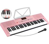 Clavier Piano Numerique Synthétiseur 61 Touches Lumineuses avec Microphone Rose