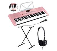 Clavier Piano Numerique Synthétiseur 61 Touches Lumineuses Set Micro Statif Rose