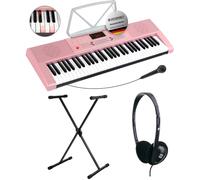 Clavier Piano Numerique Synthétiseur 61 Touches Lumineuses Set Micro Statif Rose