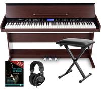 Clavier Piano Numerique Synthétiseur 88 Touches 360 Sons Banquette Casque Marron