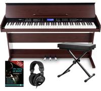 Clavier Piano Numerique Synthétiseur 88 Touches 360 Sons Banquette Casque Marron