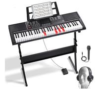 VEVOR Clavier Piano Numérique, 61 Touches, Piano à Clavier Électrique Portable, Support, 600 Tons, 500 Rythmes, Haut-parleurs Intégrés, Pédale de Sustain, Casque, Microphone, USB MIDI, pour Débutants