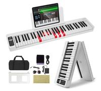 Clavier Piano Pliable 61 Touches-VEVOR-Piano Électronique Numérique Portable avec Pédale de Sustain-Débutants, Adolescents-Blanc