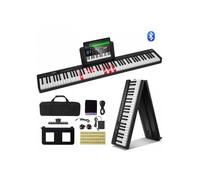 Clavier Piano Pliable 88 touches, Bluetooth Midi, pédale sustain, touches lumineuses, noir