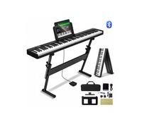 Clavier Piano Pliable 88 touches, Bluetooth Midi, portable, pédale sustain, rechargeable, noir