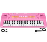 Clavier Piano pour Enfants 3-7 Ans Clavier 37 Touches Clavier Électronique Portable avec Microphone Jouet Musical Éducatif et Cadeau Populaire pour Garçons et Filles (Rose)